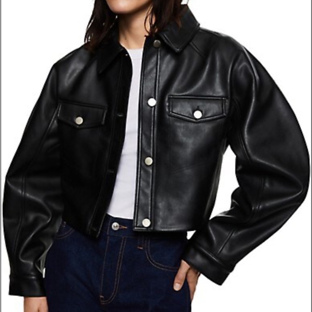 MANGO Short Leather-Effect Jacket